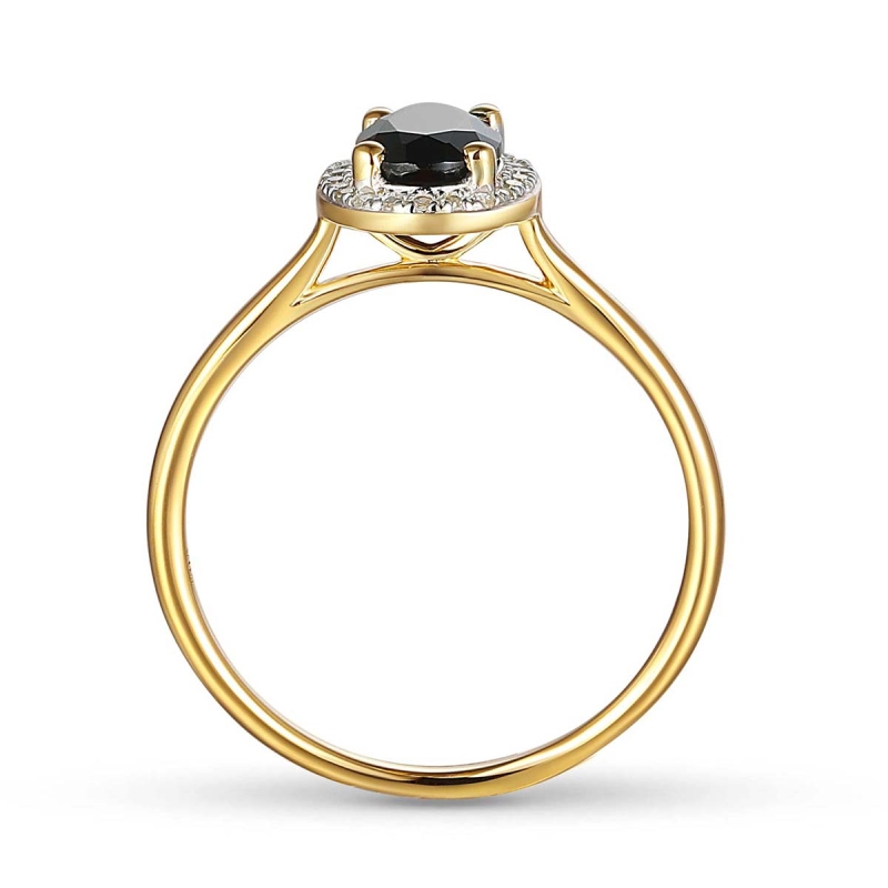 Pierścionek z czarnym agatem i diamentami (R62898 Y M BAG): 7 - zdjęcie: 4
