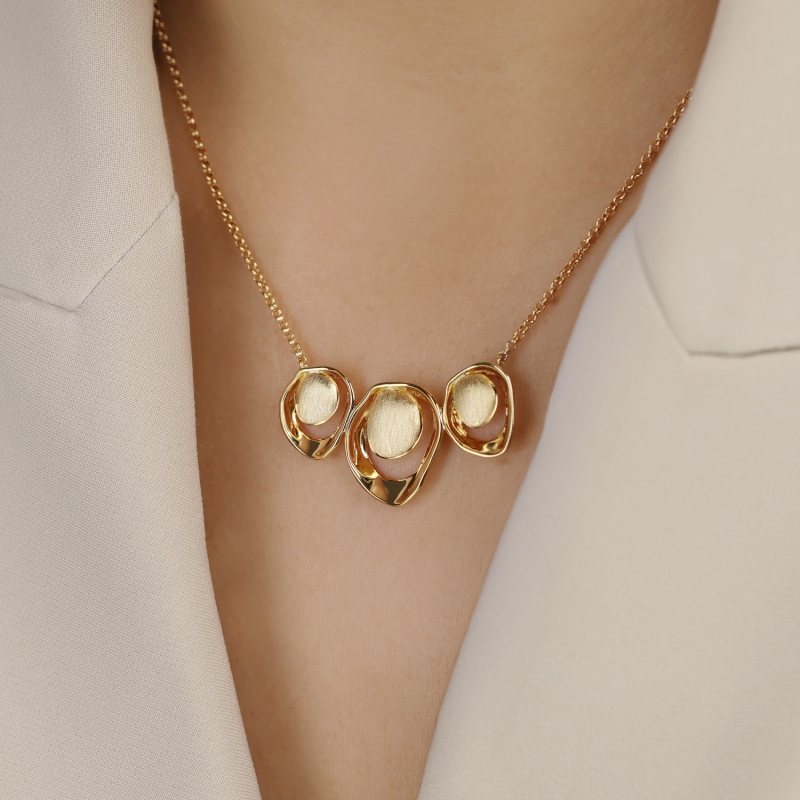 Naszyjnik srebrny pozłacany (N12643 Y 925) - zdjęcie: 2