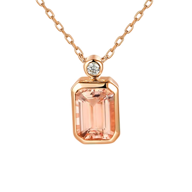 Naszyjnik z morganitem i diamentem (N10778 R MR) - zdjęcie: 1