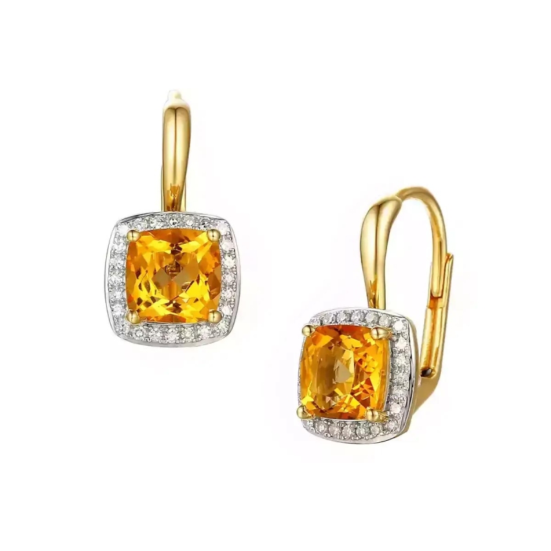Kolczyki z cytrynami i diamentami (E62906 Y P D CT) - zdjęcie: 1