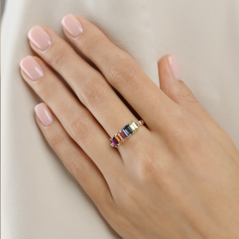 Pierścionek z kolorowymi kamieniami (R100260 Y BT,CT,AM,PT,PAM): 13 - zdjęcie: 2