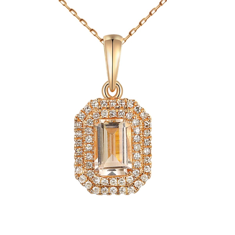 Zawieszka z morganitem i diamentami (P87499 R MR) - zdjęcie: 1