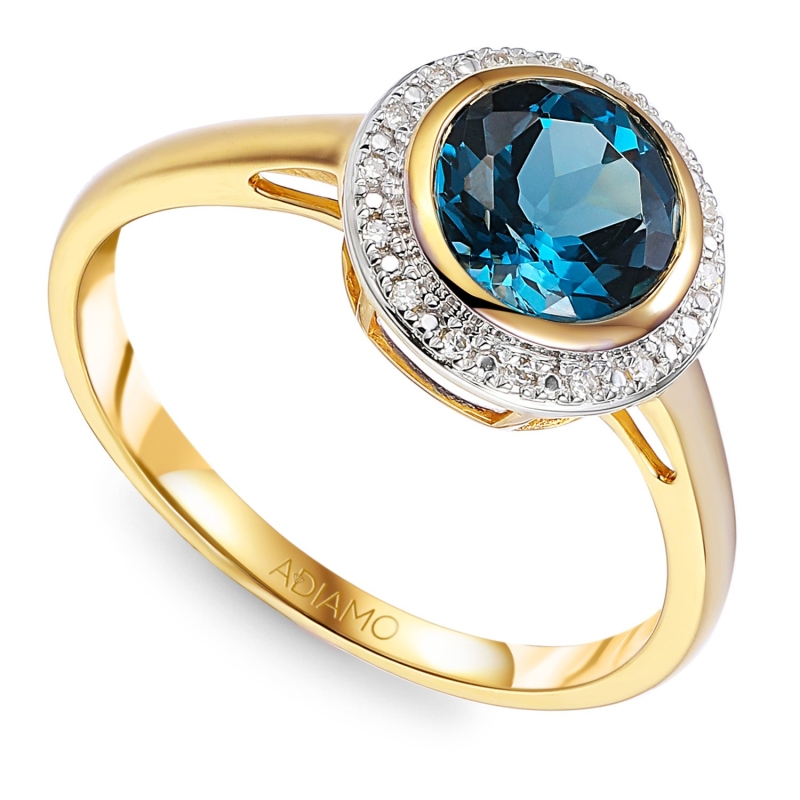 Pierścionek z london blue topazem i diamentami (R97348 Y LBT): 10 - zdjęcie: 1