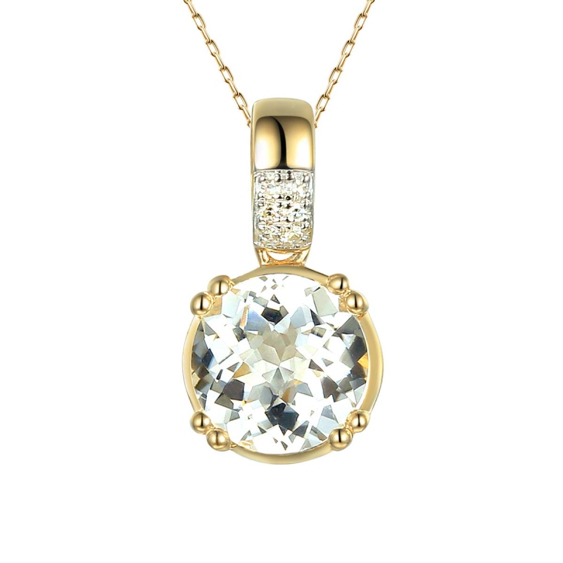 Zawieszka z białym topazem i diamentami (P82457 Y WT) - zdjęcie: 1