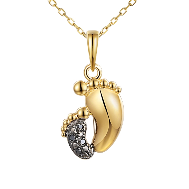 Zawieszka stópki złote z czarnymi diamentami (P90748 Y C BD) - zdjęcie: 1