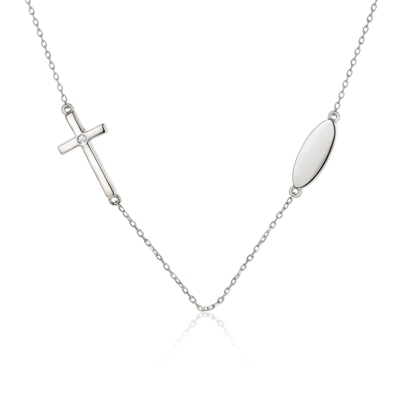 Naszyjnik krzyżyk z diamentem (N03979 W) - zdjęcie: 1