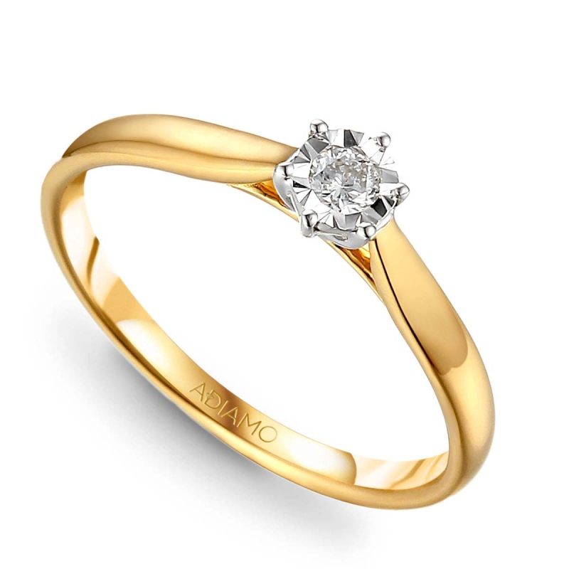 Pierścionek z diamentem (R61118 YW 0,09ct): 9 - zdjęcie: 1