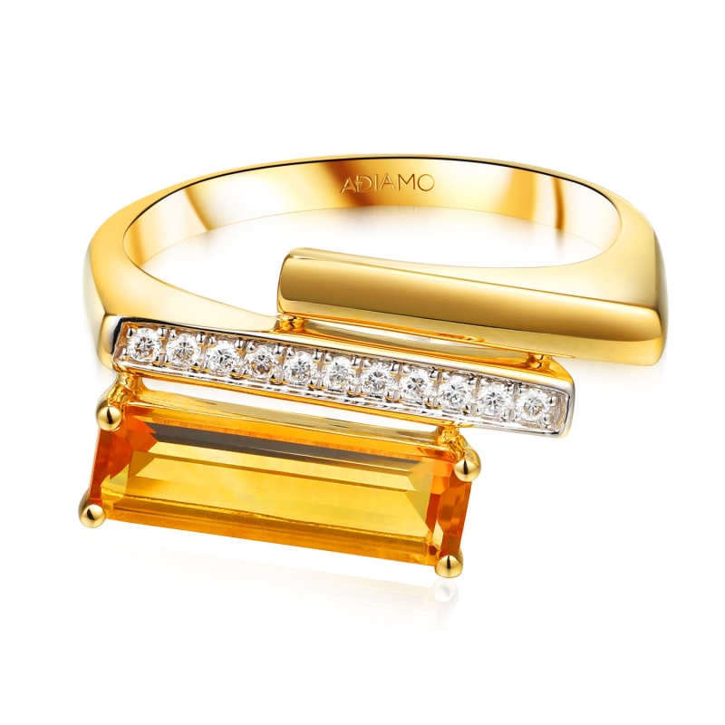 Pierścionek z cytrynem i diamentami (R100381 Y CT): 10 - zdjęcie: 3