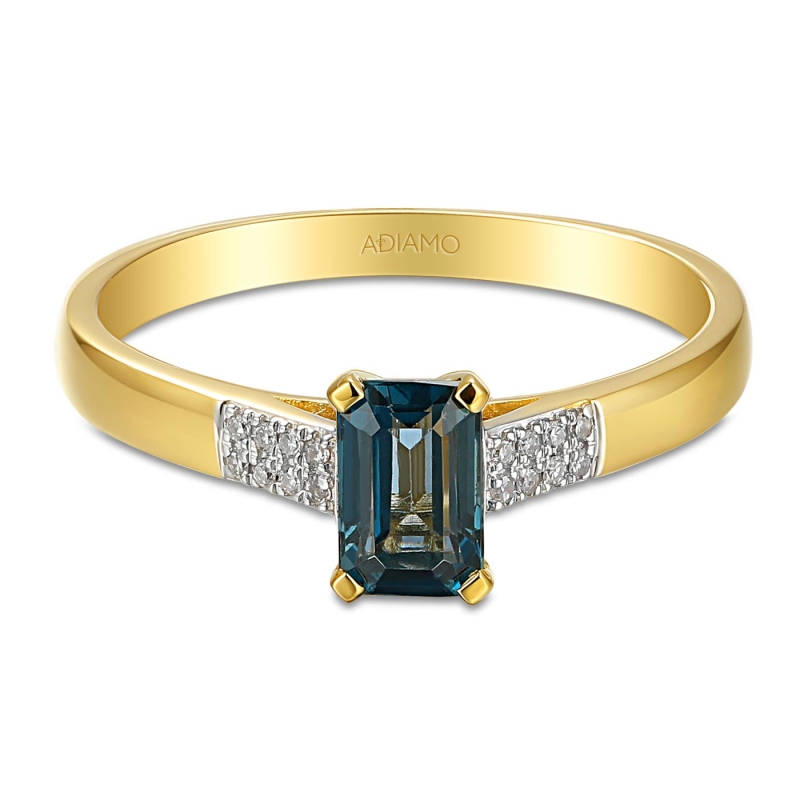 Pierścionek z london blue topaz i diamentami (R84147 Y LBT): 7 - zdjęcie: 3