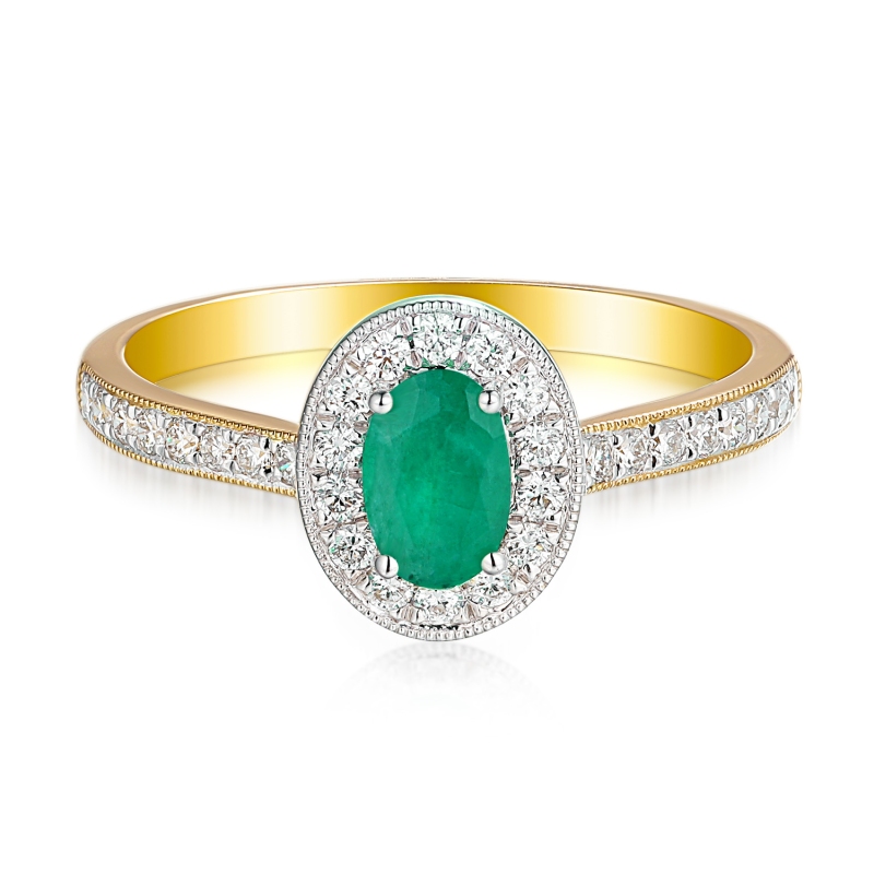 Pierścionek ze szmaragdem i diamentami (R46558 YW EM): 10 - zdjęcie: 3