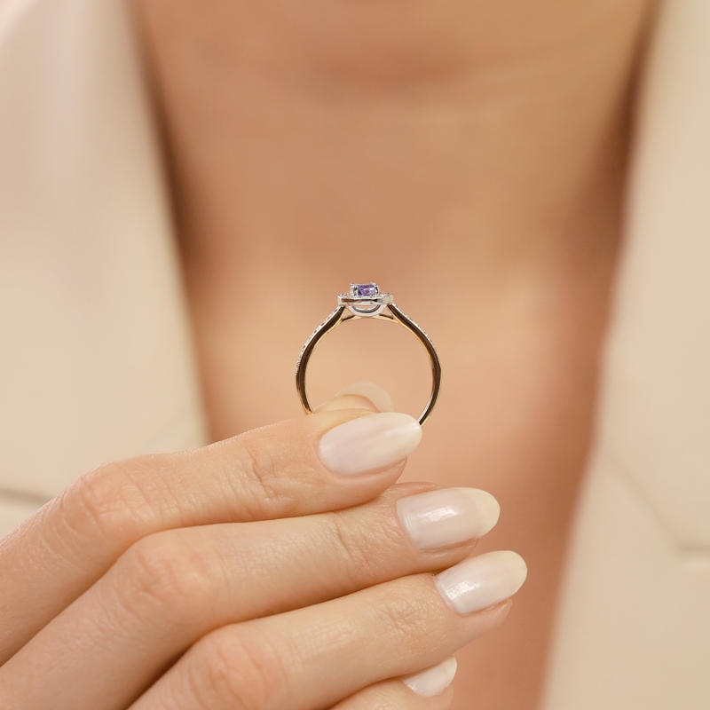 Pierścionek z tanzanitem i diamentami (R46558 YW T): 15 - zdjęcie: 5