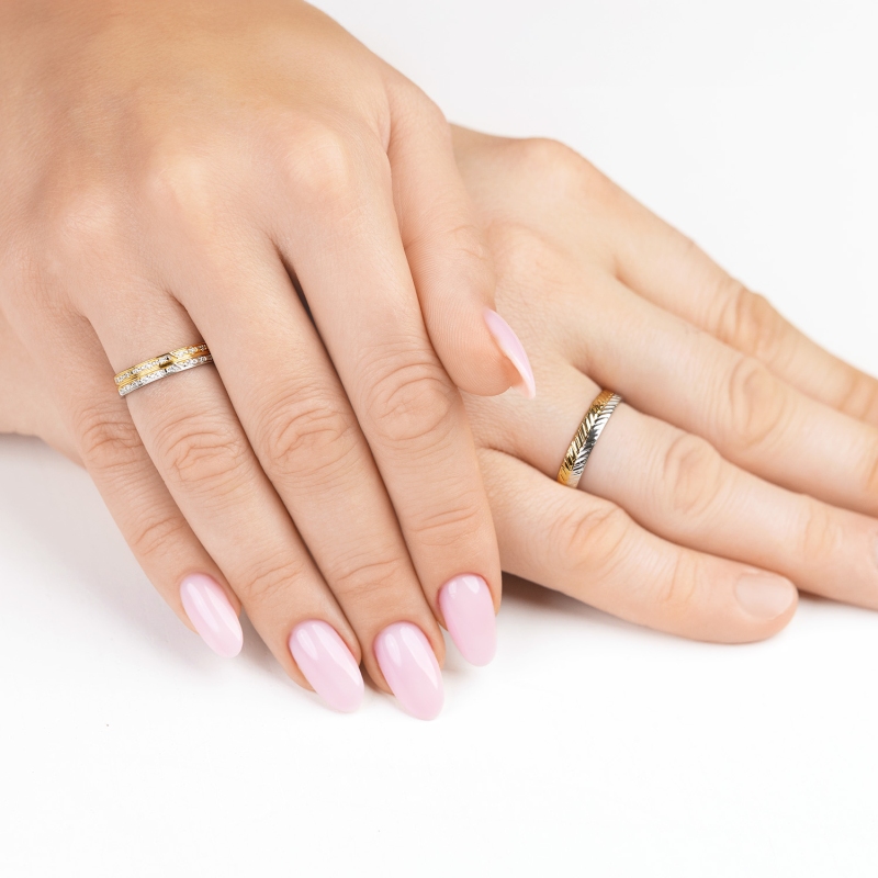 Obrączka z diamentami, 4 mm (O-R99908 YW): 8 - zdjęcie: 2