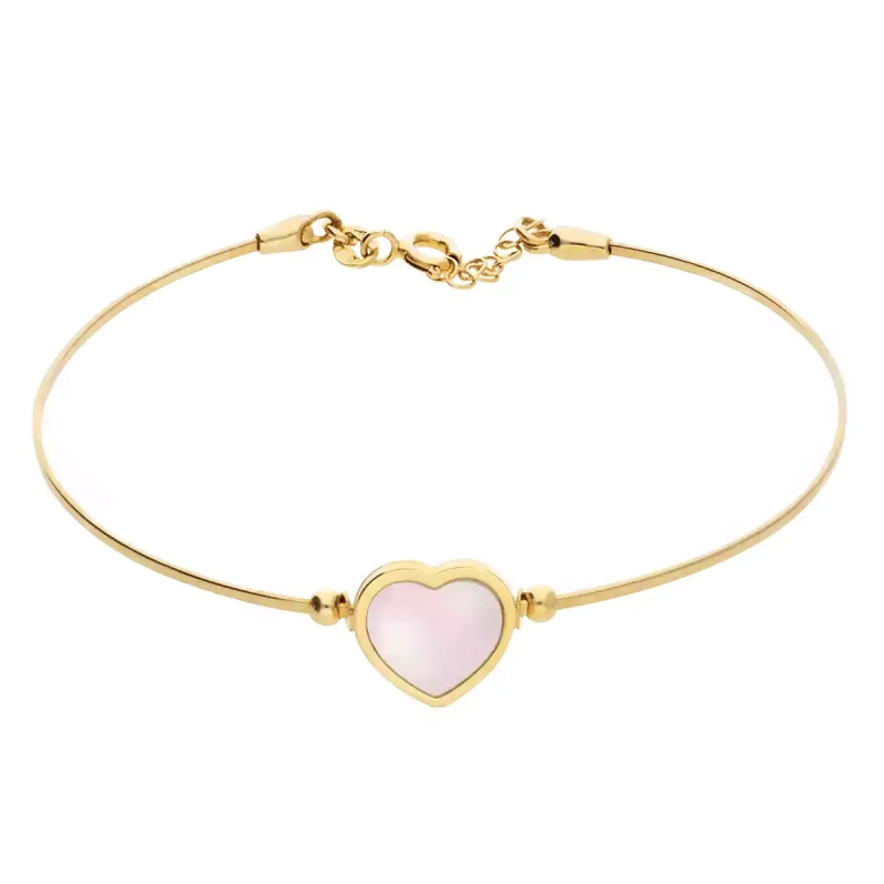 Bransoletka złota z serduszkiem z masy perłowej (B6092) - zdjęcie: 1