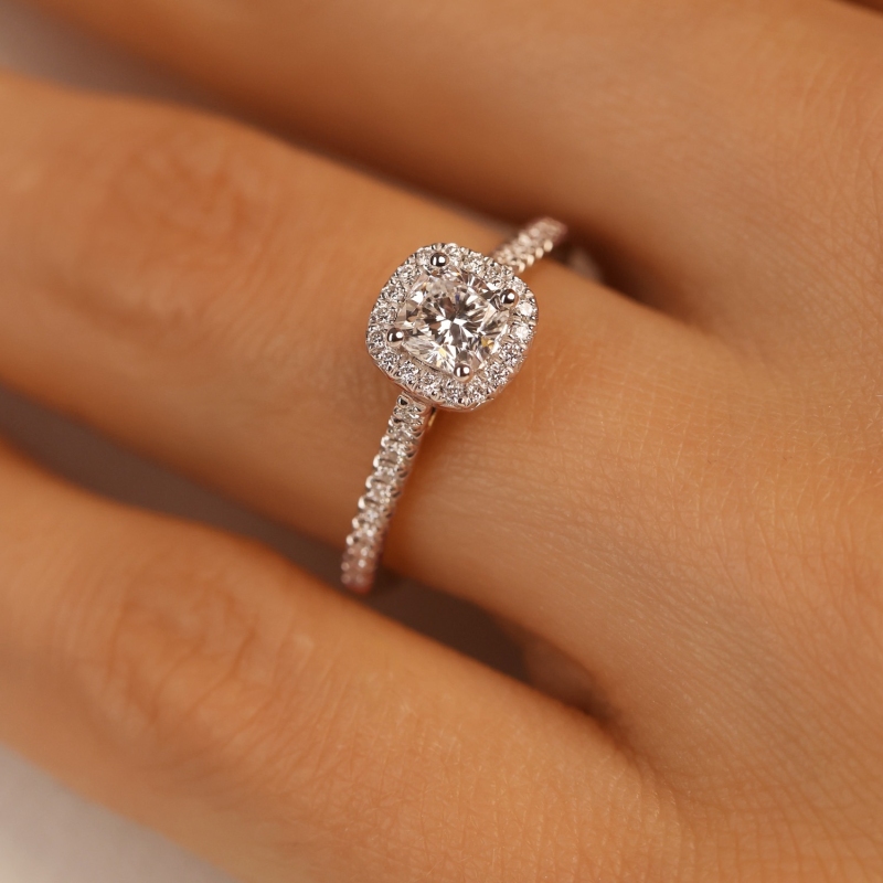 Pierścionek z diamentami laboratoryjnymi (R95583 YW LGD 0,52ct): 14 - zdjęcie: 5