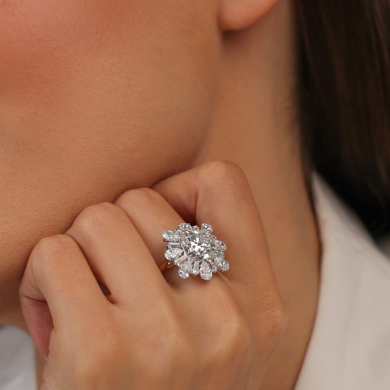 Pierścionek z dwukolorowego złota z diamentami laboratoryjnymi (R104071 YW LGD 4,19ct): 16 - zdjęcie: 6