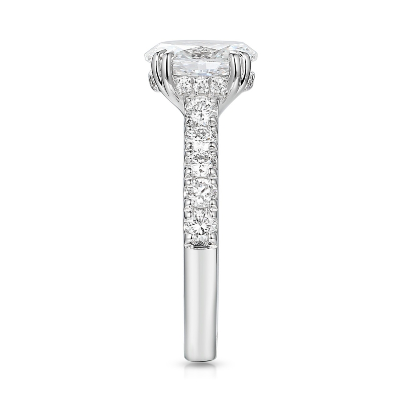 Pierścionek z białego złota z diamentem laboratoryjnym w szlifie owalnym z brylantami na szynie - 1,50 ct (R95422 W LGD 1,52ct): 14 - zdjęcie: 4