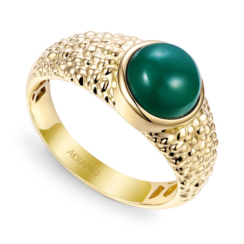 Sygnet złoty z zielonym agatem (R97687 Y GAG): 24 - zdjęcie: 1