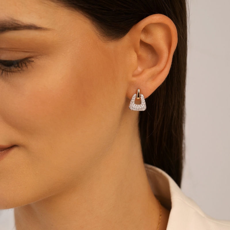 Kolczyki z diamentami laboratoryjnymi (E100409 Y S LGD) - zdjęcie: 2