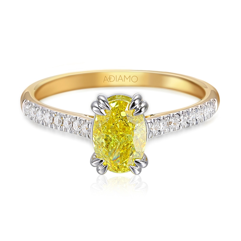 Pierścionek z żółtym diamentem laboratoryjnym (R96117 1,09ct YW LGDY): 13 - zdjęcie: 2