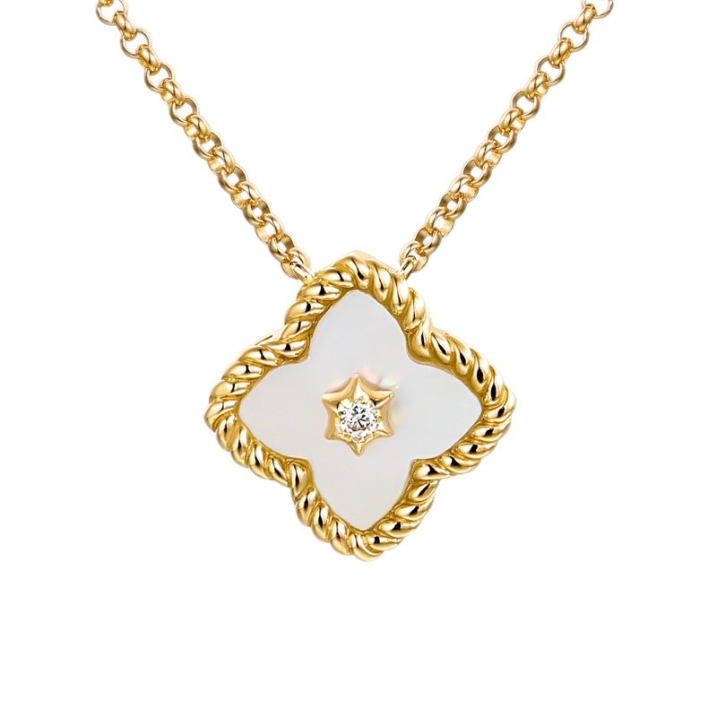 Naszyjnik z masą perłową i diamentem (N12141 Y G WMP) - zdjęcie: 1