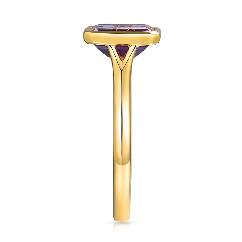 Pierścionek z żółtego złota z ametystem w szlifie szmaragdowym - 1,54 ct (R93955 Y AM): 15 - zdjęcie: 4