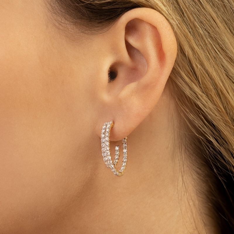 Kolczyki duo ring z diamentami (E97095 Y A) - zdjęcie: 2