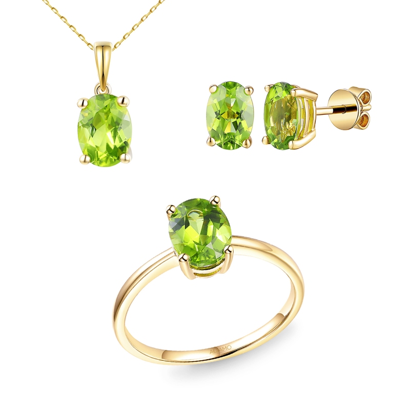 Komplet biżuterii z perydotami (E43062YPT+P43062YPT+R43062YPT) - zdjęcie: 1