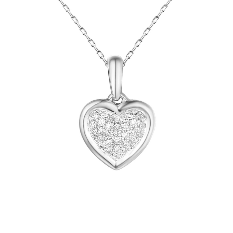 Zawieszka z białego złota - drobne serce z diamentami  (P45506 W) - zdjęcie: 1