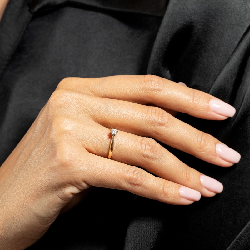 Pierścionek z diamentem, dwukolorowe złoto pr.585 R34130 0,15ct: 10 - zdjęcie: 2