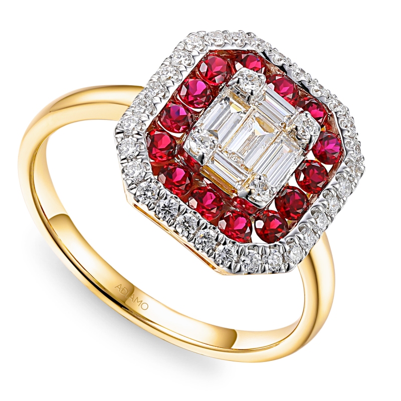 Pierścionek z rubinami laboratoryjnymi (R98892 Y LGRU): 15 - zdjęcie: 1