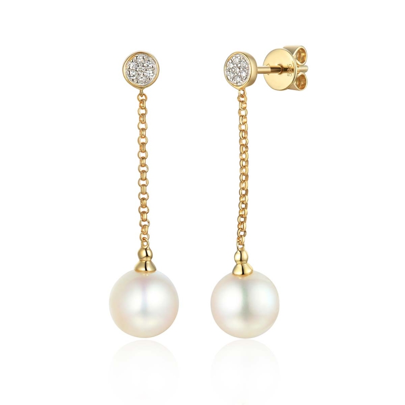 Kolczyki wiszące z perłami i diamentami (E81536 Y S) - zdjęcie: 1