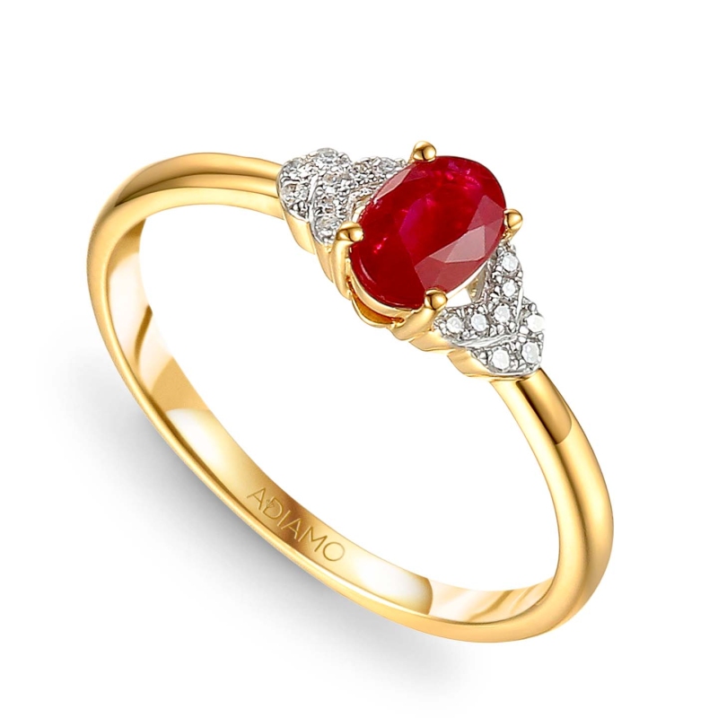 Pierścionek z rubinem i diamentami (R59732 Y RU) - zdjęcie: 1