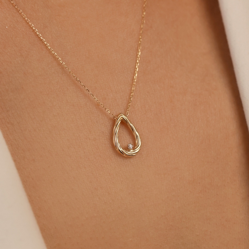 Naszyjnik z diamentem (N12722 Y C 0,01ct) - zdjęcie: 3