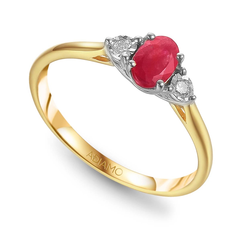 Pierścionek z rubinem i diamentami (R63841 YW RU): 9 - zdjęcie: 1