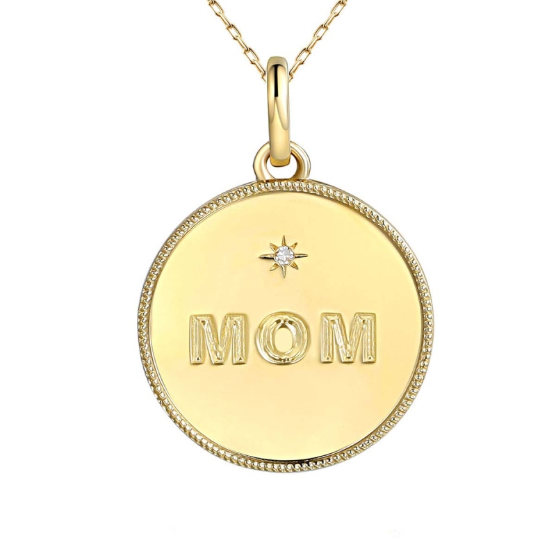 Zawieszka z żółtego złota z diamentem MOM - okrągła (P84904 Y+0,004ct) - zdjęcie: 1