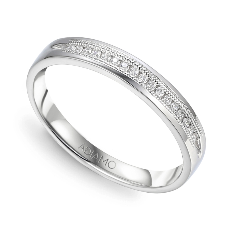 Obrączka ślubna z białego złota z diamentami laboratoryjnymi, 3 mm  (O-R46063 W LGD): 10 - zdjęcie: 1