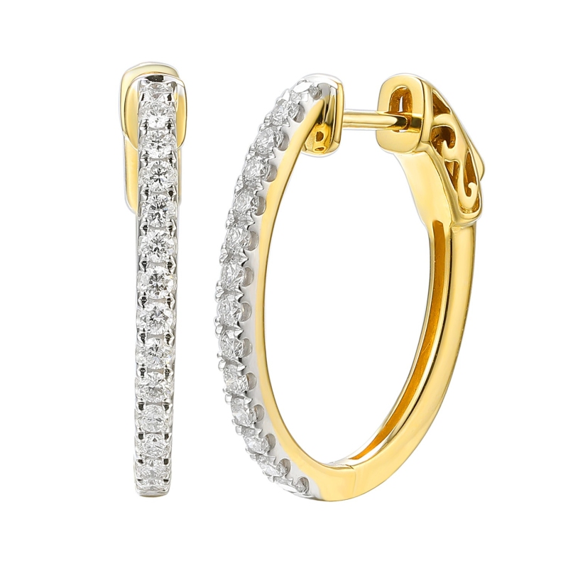 Kolczyki z żółtego złota z diamentami - 0,45 ct (E95735 Y A D) - zdjęcie: 1