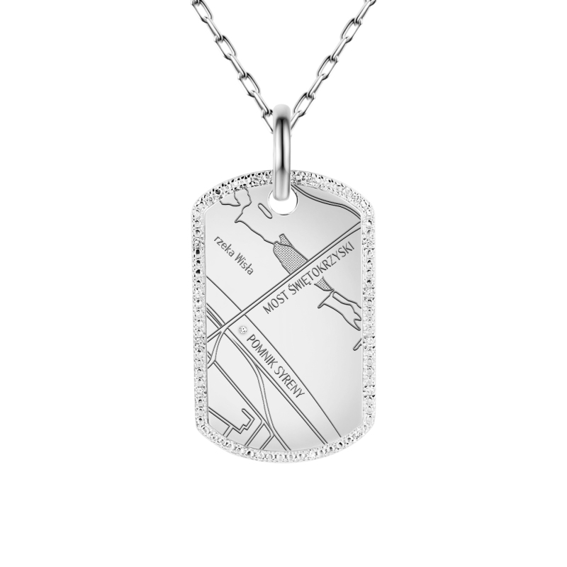 Zawieszka złota blaszka z diamentem i mapą Twoich wspomnień (P94831 W M) - zdjęcie: 1