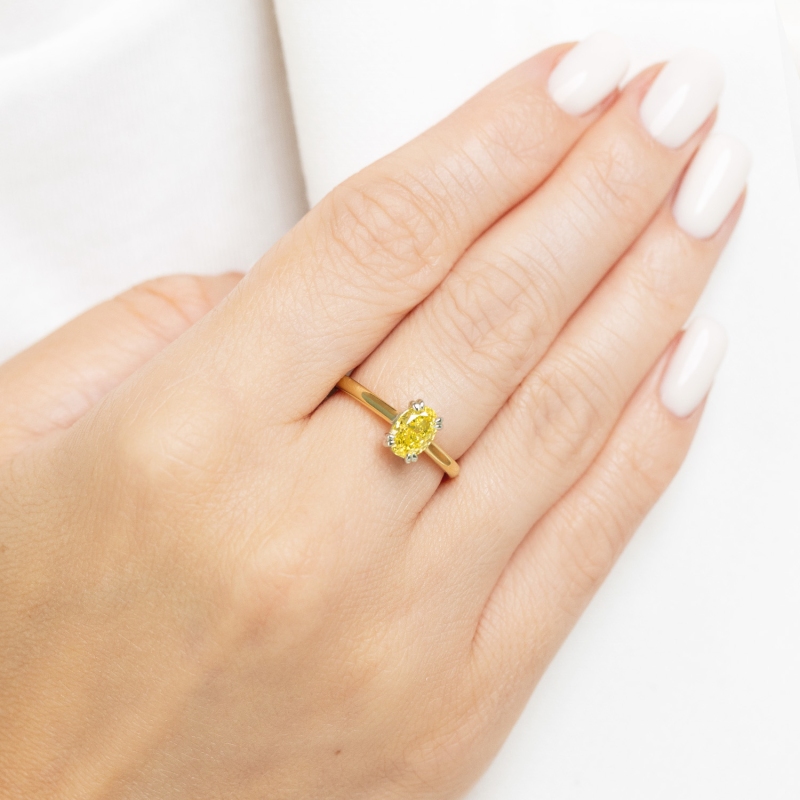 Pierścionek z żółtym diamentem laboratoryjnym (R96118 1,07ct YW LGDY): 14 - zdjęcie: 2