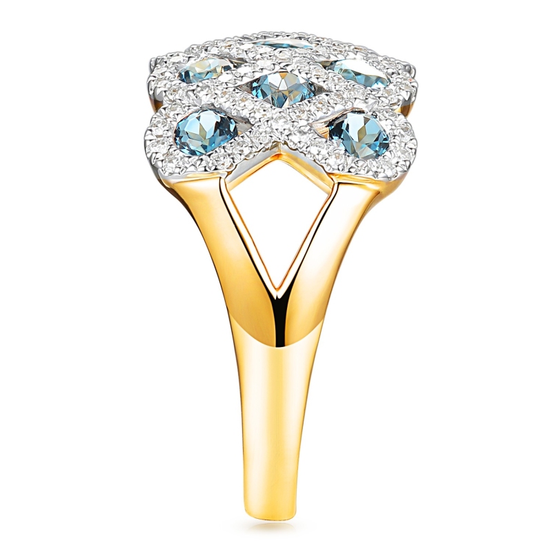 Pierścionek z london blue topazami i diamentami (R100480 Y LBT): 16 - zdjęcie: 3