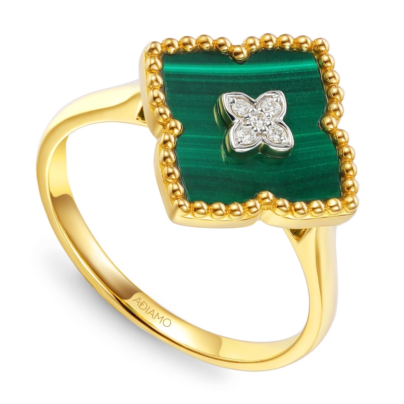 Pierścionek z malachitem i diamentami (R98144 Y MA): 16 - zdjęcie: 1