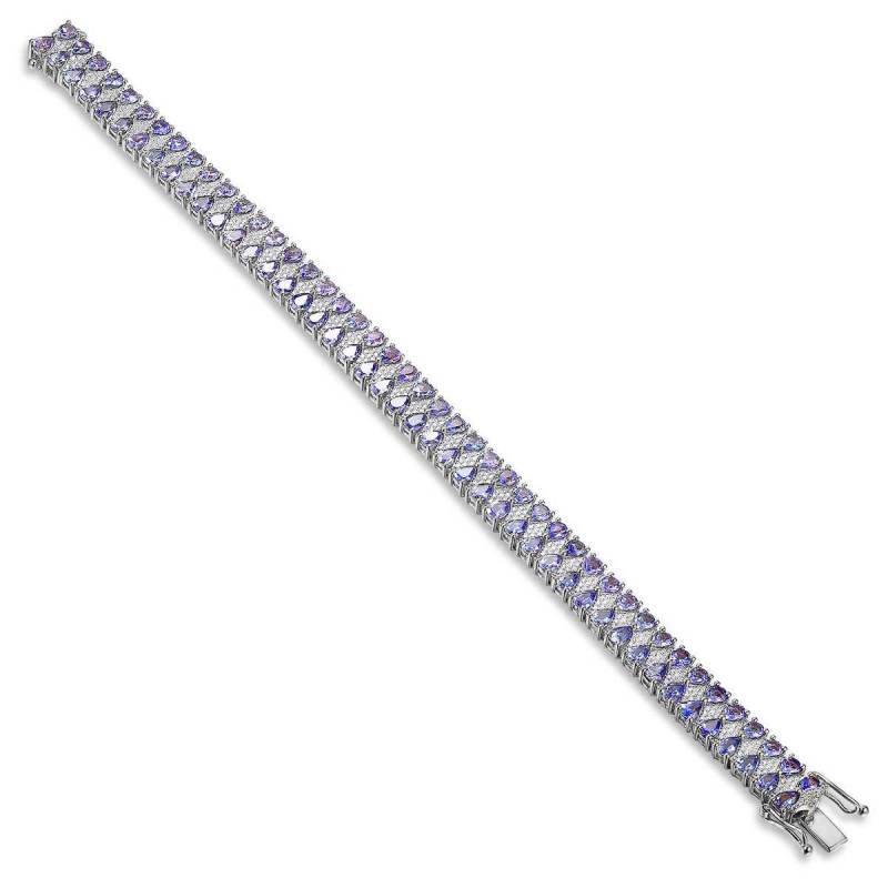 Bransoletka tenisowa z tanzanitami i diamentami (B08948 W T) - zdjęcie: 3