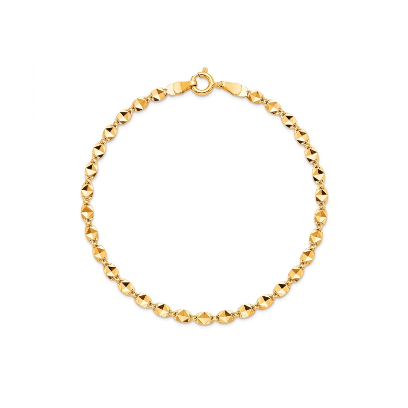 Bransoletka z żółtego złota - diamentowane kwadraciki - 18 cm - 1,20 g  (B26009 Y) - zdjęcie: 1