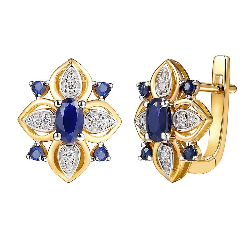 Kolczyki z szafirami i diamentami (E98880 Y A SA) - zdjęcie: 1