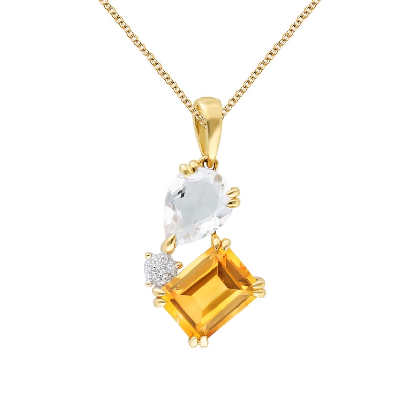 Zawieszka z cytrynem i białym topazem oraz diamentami (P93893 Y M CT) - zdjęcie: 1