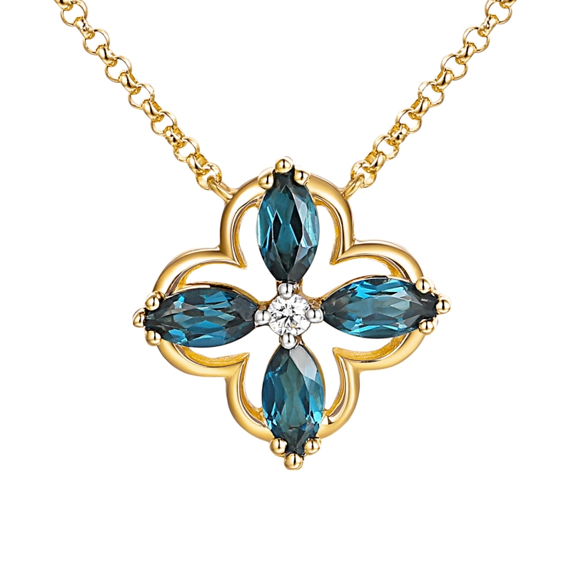 Naszyjnik z london blue topazami i diamentem (N12243 Y G LBT) - zdjęcie: 1