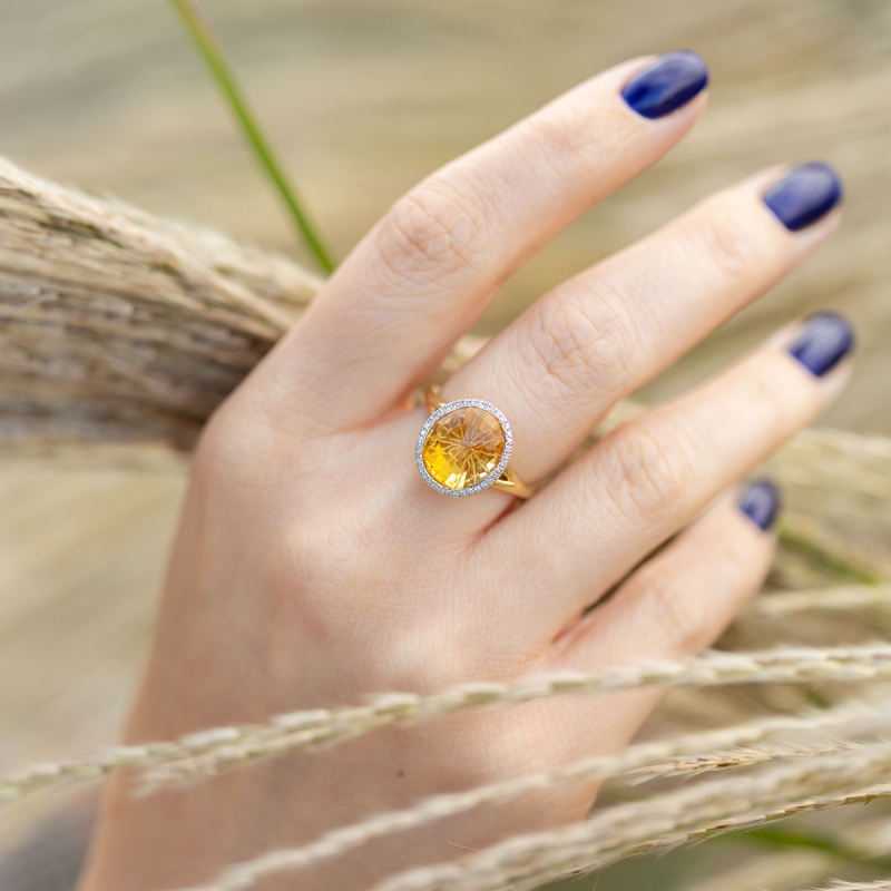 Pierścionek z cytrynem i diamentami (R34799 Y CT): 7 - zdjęcie: 2