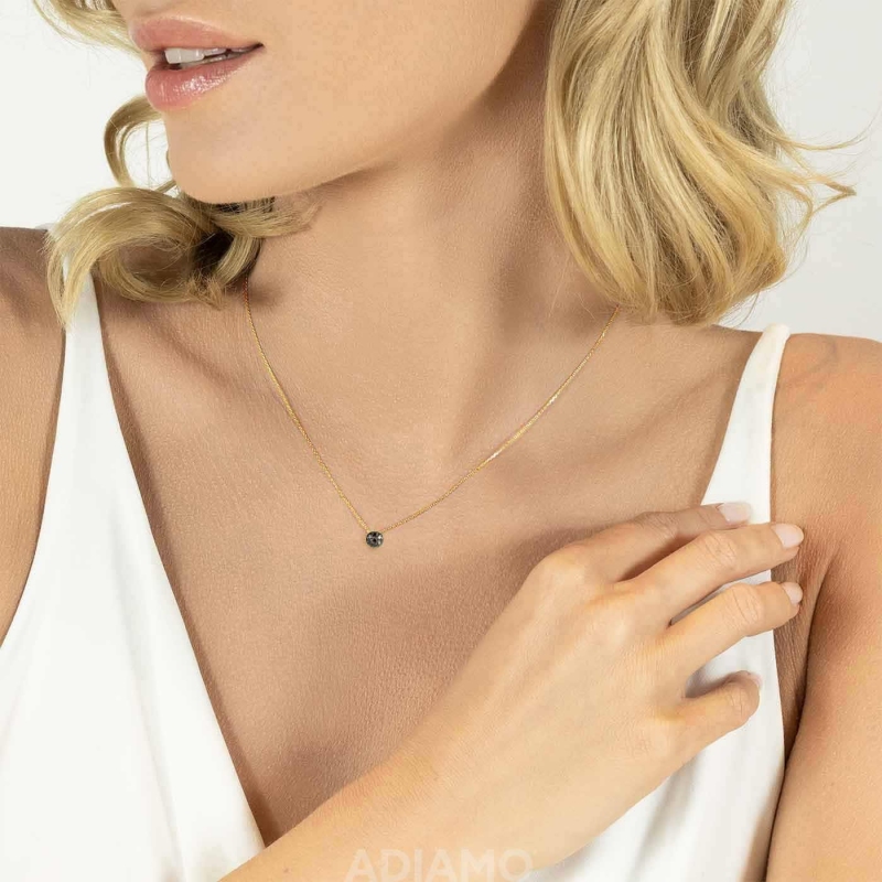 Naszyjnik z czarnymi diamentami (N08280 Y C BD) - zdjęcie: 2