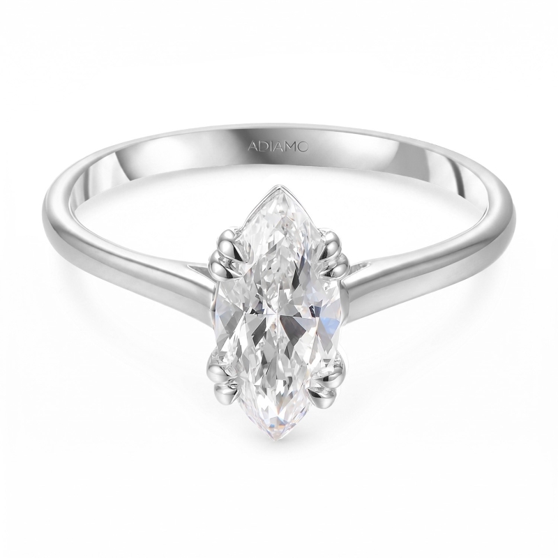 Pierścionek z białego złota z diamentem laboratoryjnym - szlif markiza - 1,00 ct (R103515 W LGD 1,04ct): 10 - zdjęcie: 2