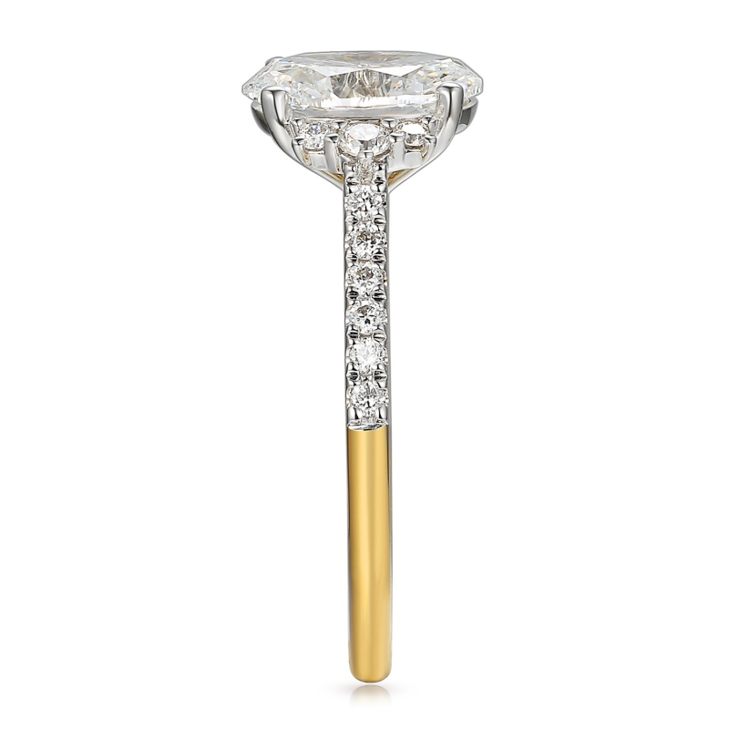 Pierścionek z dwukolorowego złota z diamentami laboratoryjnymi - 1,53 ct (R103858 YW LGD 1,53ct): 10 - zdjęcie: 3